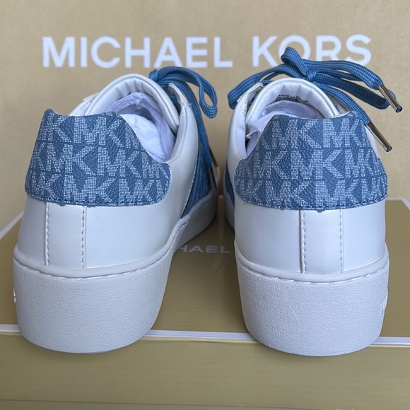 Michael Kors Poppy Stripe Lace Up Nappa Faux Leather WMNS Chambray - Picture 13 of 16